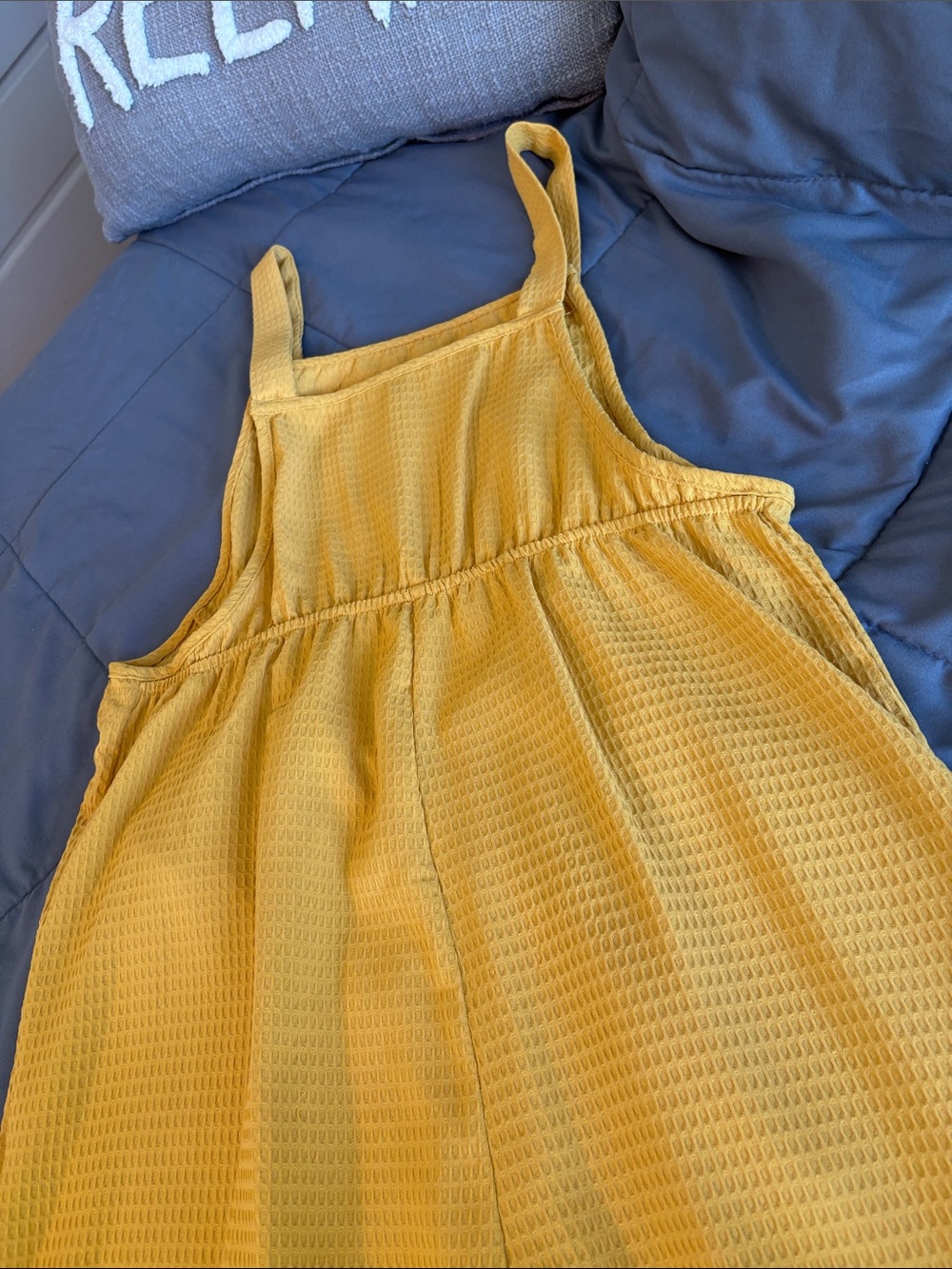 SHEIN Mustard Wide-Leg Linen Blend Overalls Jumpsuit - Picture 11 of 12